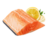 Delicious Salmon Fillet with Lemon and Sauce Fresh Seafood Recipe png