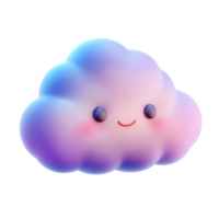Smiling Cute Cloud Character with Gradient Shading on Transparent Background png