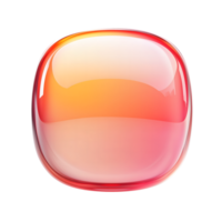 3D Round Button Icon in Orange and Red Glossy Glass with Transparent Background png