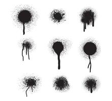 Spray Paint . Lines and Drips Black ink splatters, Ink blots set, brush, Street style. Black graffiti spray set paint pattern. Spray paint abstract lines drips texture. vector