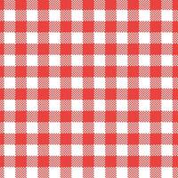 Red and white Gingham Checkered Pattern. Textile design of textured plaid. Checkered fabric pattern swatch for print, tartan, gift wrap, textiles, checkered background for tablecloth. Stripes crossed vector