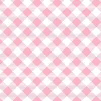 Pink and white Gingham Checkered Pattern. Textile design of textured plaid. Checkered fabric pattern swatch for print, tartan, gift wrap, textiles, checkered background for tablecloth. Stripes crossed vector