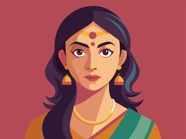 woman in green saree vector