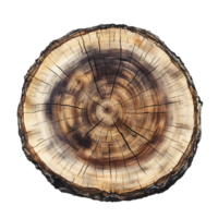 Tree Trunk Cross Section with Concentric Rings on Transparent Background Detail png