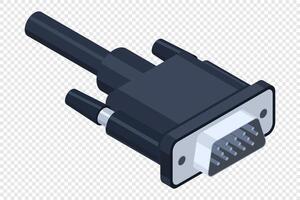 Isometric VGA port. graphics array. VGA connector. Connector and port. Computer hardware component. illustration. vector