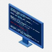 Isometric monitor. Computer monitor isometric desktop. Modern monitor. Isometric technology vector