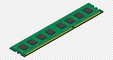 Isometric random access memory. RAM memory realistic 3d isometric. Computer hardware component vector