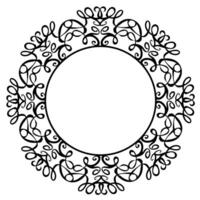 Beautiful round frame in black with an original pattern on a white background vector