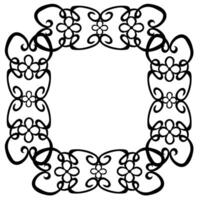 Beautiful black rectangular frame with an original floral pattern on a white background vector