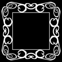 Original patterned quadrangular white frame in doodle style on black background vector