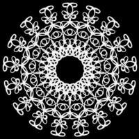 Round abstract lace pattern white color black background vector