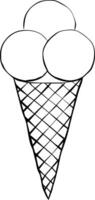 Ice cream cone graphic line ink icon design. template for package, kitchen design, fabric and textile. Banner, poster, wrapping paper, sticker, print, modern textile design. vector