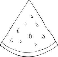 Watermelon slice graphic line ink icon. Outline isolated on a white background. Banner, poster, wrapping paper, sticker, print, modern textile design. vector