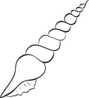 Spiral seashell illustration. graphic line ink Linear sketch of a seashell. Design for package, cosmetic, textile, cards. vector
