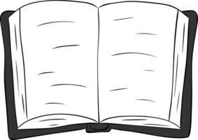 Book, diary or notebook illustration with white paper blank pages isolated on transparent background. graphic line ink sketch empty album and brown leather hardcover template vector