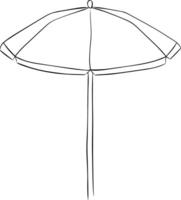 Beach umbrella graphic line ink linear icon. Thin line illustration. Contour symbol. Isolated outline drawing for package, vacation design, fabric and textile. vector