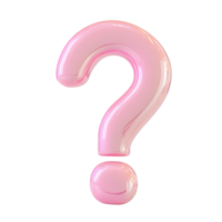 Glossy Pink Question Mark Symbol on Transparent Background, 3D Rendered Style png