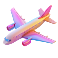 Glossy Airplane with Rainbow Gradient on Transparent Background for Creative Design png
