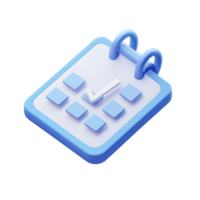Glossy Isometric Calendar with Blue Frames and White Check Mark on Transparent Background png
