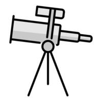 Telescope color icon with editable stroke, representing astronomy, space exploration, and scientific observation vector