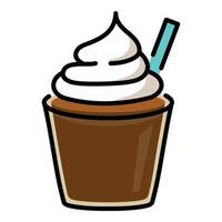 milkshake drink with creamy topping and straw vector
