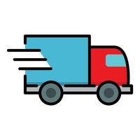 A delivery truck loaded with boxes color icon, symbolizing logistics, shipping, and efficient transportation services vector