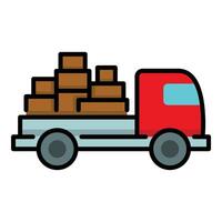 A fast-driving truck color icon, symbolizing swift delivery, efficient transportation, and quick logistics vector