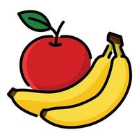 apple and banana color icon vector