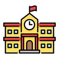 Educational institution color icon with editable stroke, featuring a symbol representing a college or university vector