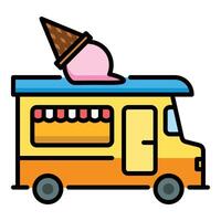 An ice cream van color icon, symbolizing mobile food service, treats on-the-go, and summer refreshment vector