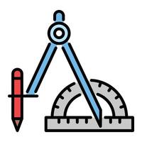 Compass and ruler color icon vector