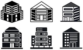 Modern Data Center Buildings Icons Set vector