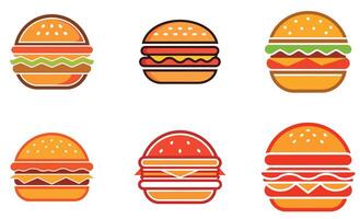 burger icon set design vector