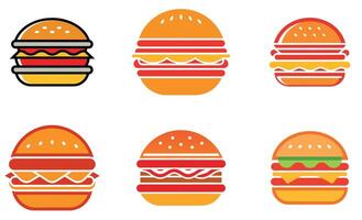 Colorful Burger Icons with Different Toppings vector