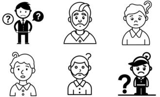 Confused and Questioning Cartoon set vector