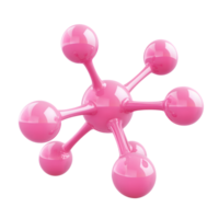 Pink Molecular Model 3D Rendering with Transparent Background Glossy Atomic Structure png