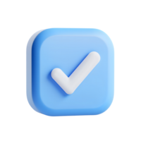 Blue 3D Square with Rounded Edges and a White Check Mark on Transparent Background png