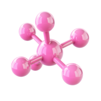 Pink Molecular Structure 3D Render of Shiny, Glossy Atom Model png