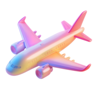 3D Airplane Model with Holographic Texture on Transparent Background png