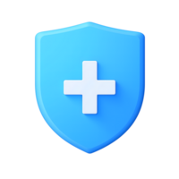 Glossy Light Blue Shield with White Plus Sign on Transparent Background png