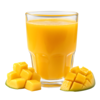 Fresh Mango Juice in Glass with Sliced Mangoes on Transparent Background png