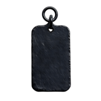 Detailed Dark Metal Tag Mockup Hanging on Ring with Transparent Background png