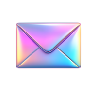 Iridescent Metallic Email Envelope on Transparent Background, Message Icon Art png