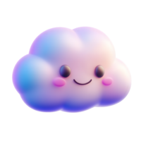 Smiling Cartoon Cloud with Pink Cheeks and Rounded Eyes on Transparent Background png