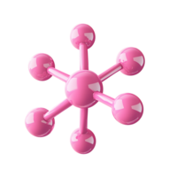 Pink Molecular Structure 3D Render of Abstract Design Element isolated on Transparent Background png