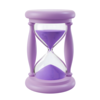 Hourglass with Lavender Sand in 3D Rendering on Transparent Background Design png