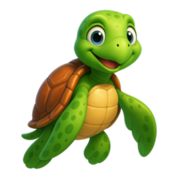 Cartoon Style 3D Sea Turtle Character with Friendly Expression png