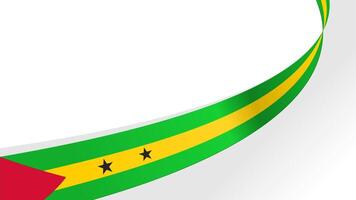 wavy Sao Tome and Principe flag ribbon background with copy space for text. for national day vector