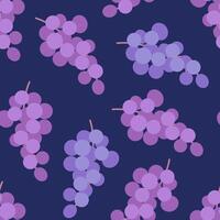 Seamless pattern with bunches of grapes on a dark blue background. Suitable for fabric, textile, wrapper, packaging, background, cover vector