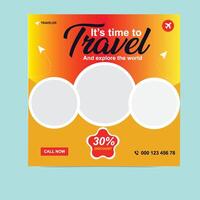 Wanderlust Travel Social Media Post Template for Instagram and Facebook vector